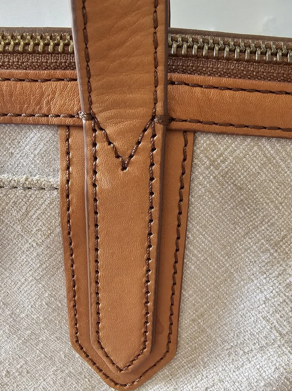 Fossil Beige and Brown Tote Bag